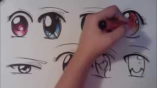 How to Draw Manga Eyes Eight Different Ways [upl. by Refeinnej]