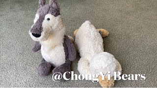 Jellycat Woodruff Wolf and Tumblie Duck [upl. by Yahsal725]