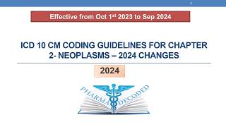 ICD 10 cm coding guidelines for Chapter 2 Neoplasms 2024 changes [upl. by Melamie]