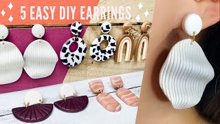 5 Easy DIY Earring  DIY Polymer Clay Earrings using Household Items  Trendy Statement Earring [upl. by Ahtram]