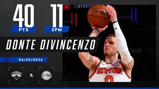 Donte DiVincenzo SINKS 11 3PM to BREAK KNICKS FRANCHISE RECORD 😱 CareerHigh 40 PTS 👀  NBA on ESPN [upl. by Nabala]