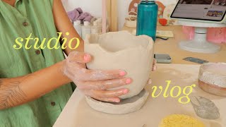 a chatty lil studio vlog making plant pots painting greenware amp a cute haul [upl. by Bartko]