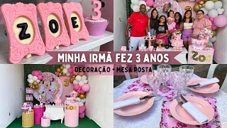 Fizemos uma festa em casa  Decoração Minnie Rosa  Montagem na garagem  Teve brinquedos [upl. by Ahsaela]