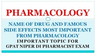 NAME OF DRUG AND FAMOUS SIDE EFFECTS MOST IMPORTANT FROM PHARMACOLOGY [upl. by Ajin796]