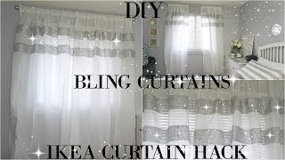 DIY CURTAINS  TOTALLY DAZZLED DIY BLING CURTAINS  IKEA CURTAIN HACK [upl. by Allix]