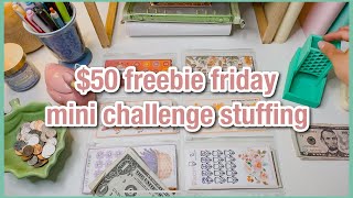 50 FREEBIE FRIDAY  mini savings challenge stuffing  sep 1  budgetwithamanda [upl. by Galina957]