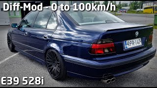 0100kmh Acceleration  BMW E39 528i M52B28  060mph [upl. by Arhsub]