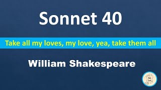 Sonnet 40  William Shakespeare  Take All My Loves My Love Take Them All  in Tamil [upl. by Garceau937]