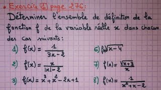 Fonctions numériques généralités exercice 1 tronc commun najah en mathématiques [upl. by Byron]