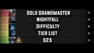 Solo Grandmaster Nightfall Difficulty Tier List S23 Destiny 2 [upl. by Paige]