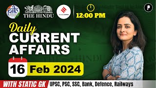 16 February Current Affairs 2024  Daily Current Affairs  Current Affairs Today [upl. by Shriver]