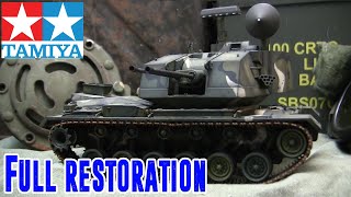 Old tank repair Episode 12 135th scale Tamiya 80s vintage M247 Sgt York DIVAD SPAAG restoration [upl. by Anyk]