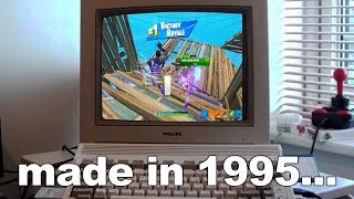 I played Fortnite on a MONITOR from the 1990s old monitor [upl. by Slaby886]