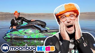 Blippi Explores a Jet Ski  Blippi  Kids Songs  Moonbug Kids [upl. by Derfliw]