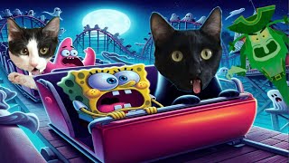 BOB ESPONJA VR EN EL PARQUE DE DIVERSIONES jugando vs gatitos Luna y Estrella  Gameplay en español [upl. by Sivad478]