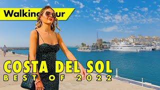 Best of Costa del Sol walking tours  summer 2022  Marbella to Málaga town amp beach virtual tours [upl. by Yenetruoc]