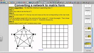 Prims Algorithm Decision Maths 1 [upl. by Stephani]