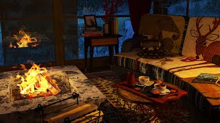 Crackling Fireplace  Cozier Room at Night w Relaxing Fireplace Sounds for Sleep Relaxation Study [upl. by Aiam947]