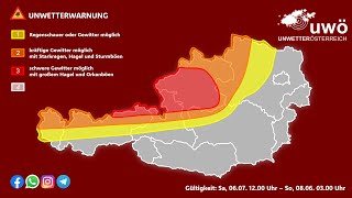 Unwetterlage am 06072024  Genaue Einschätzung  UWÖ [upl. by Naillimixam]