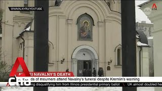 Hundreds of mourners gather for Navalnys funeral despite Kremlins warning [upl. by Yecies]