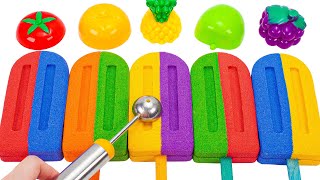 Satisfying Video l Kinetic Sand Colorful Ice Cream Popsicle Sticks Cutting ASMR [upl. by Desireah576]