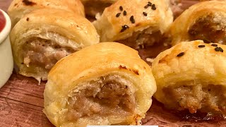 How To Make Delicious Sausage Rolls With Sausage Meat Recipe  Snack time  family treats [upl. by Ellinehc728]