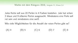 C1 🦘 Känguru Wettbewerb 2016 🦘 Klasse 3 4  Wie viele Möglichkeiten gibt es  Geschickt Zählen [upl. by Bowlds]