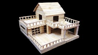 HOW TO MAKE POPSICLE STICK HOUSE  KIDS DIY [upl. by Fredi]