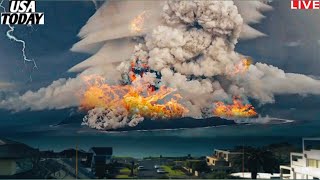 Horrible today Live Footage of the Tonga Volcano Explosion continues Sea engulfed in thick smoke [upl. by Lowney]