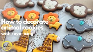 How to decorate animal cookies with royal icing  cookie decorating for BEGINNERS [upl. by Diannne995]