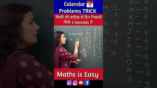 Calendar trick  Kisi bhi date se din nikale  Calendar Reasoning Trick for SSC cglchslshorts yt [upl. by Maillw987]