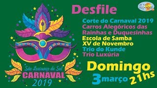 Carnaval 2019  São Lourenço do Sul  Desfile de Rua  Domingo 03032019  São Lourenço Repórter [upl. by Alliuqal]