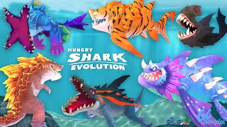 ALL EVOLVED SHARKS in Hungry Shark Evolution [upl. by Ayotaj]