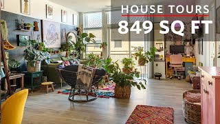 House Tours A 849 Sq Ft Bohemian Apartment in Washington DC [upl. by Tuppeny988]