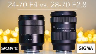 Sony 2470 F4 Zeiss vs Sigma 2870 F28  the best compact zoom lens  4K [upl. by Elad180]