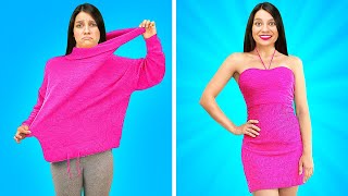 BRILLIANT CLOTHES HACKS FOR GIRLS  Cool Clothes Upgrade Ideas by 123 GO Series [upl. by Ransom]