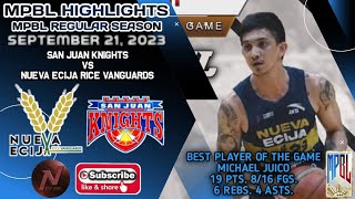 MPBL HIGHLIGHTS SAN JUAN KNIGHTS VS NUEVA ECIJA RICE VANGUARDS SEPTEMBER 21 2023 [upl. by Furlani]