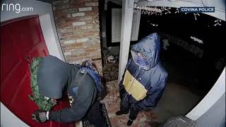 Doorbell camera spots armed suspected burglars at front door of Covina home [upl. by Ekud358]