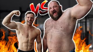 Sascha Huber VS Strongman  Stärkster Mann Deutschlands gegen Fitness YouTuber [upl. by Enner]