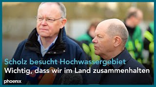 Angespannte Hochwasserlage Scholz besucht Flutgebiete in Niedersachsen [upl. by Wanonah]