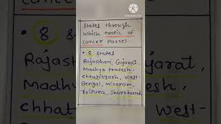 States through which Tropic of Cancer Passes shortvideoviral geography class9 [upl. by Fante]