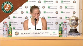 Jelena Ostapenko  Press Conference after 2017 Victory  RolandGarros [upl. by Brigida]