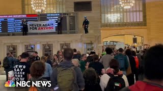 IsraelHamas war protest closes NYC’s Grand Central Terminal [upl. by Dyson125]