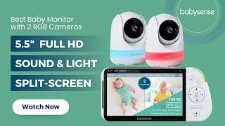 Babysense 55” 1080p Full HD SplitScreen Baby Monitor with Two RGB Night Light Cameras [upl. by Cassandre]