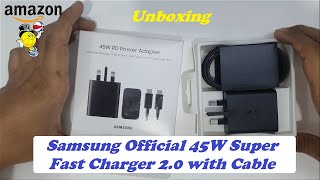 Samsung Official UK 45W Super Fast Charger 20 with Cable  Unboxing 2023 [upl. by Eugenle]