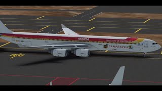 IBERIA AIRLINES A340  600 DEPARTING FROM MADRID BARAJAS AIRPORT REAL FLIGHT SIMULATOR [upl. by Roer712]