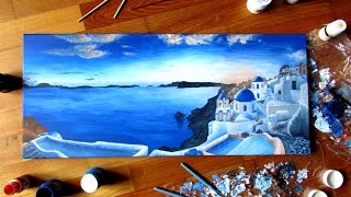 SantoriniAcrylic Painting [upl. by Llekim]