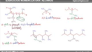 Ejemplos  Nomenclatura de alcanos parte 2 [upl. by Orodoet]