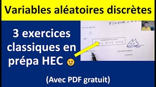 Variables aléatoires discrètes  exercices corrigés avec PDF prépa HEC [upl. by Ynoep264]