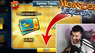 5200 SEASONAL SUMMON TICKETS  9999  CAN WE GET TYR STORMBRINGER  MONSTER LEGENDS [upl. by Nilecoj444]